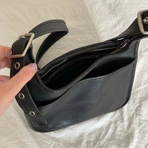 Vintage Black Leather Shoulder Purse